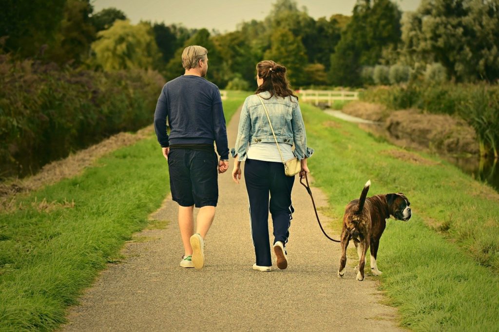 Dog walking is a great couples fitness activity